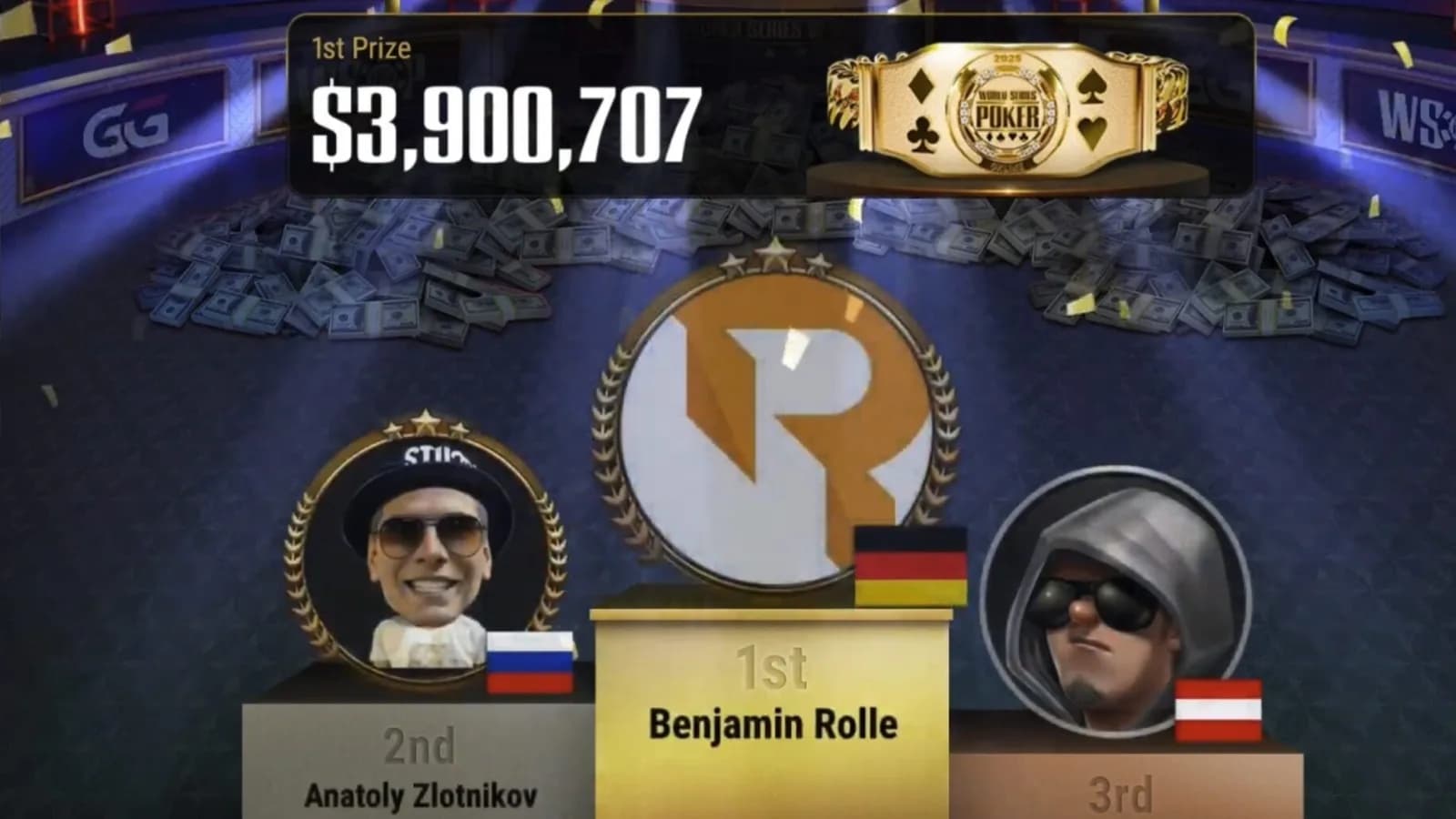 בנג’מין bencb789 רול זוכה במיין איבנט אונליין WSOP בסכום של 3.9 מיליון דולר